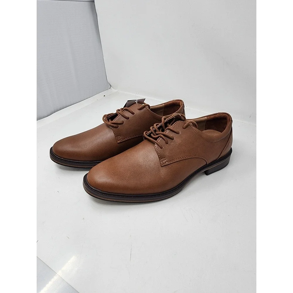 Goodfellow‎ & Co Mens Leo Plain Toe Derby Dress Shoes Brown Faux Leather Size 9